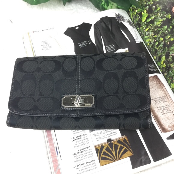 COACH CC PRINT CARRYALL BLACK WALLET - Picture 3 of 8